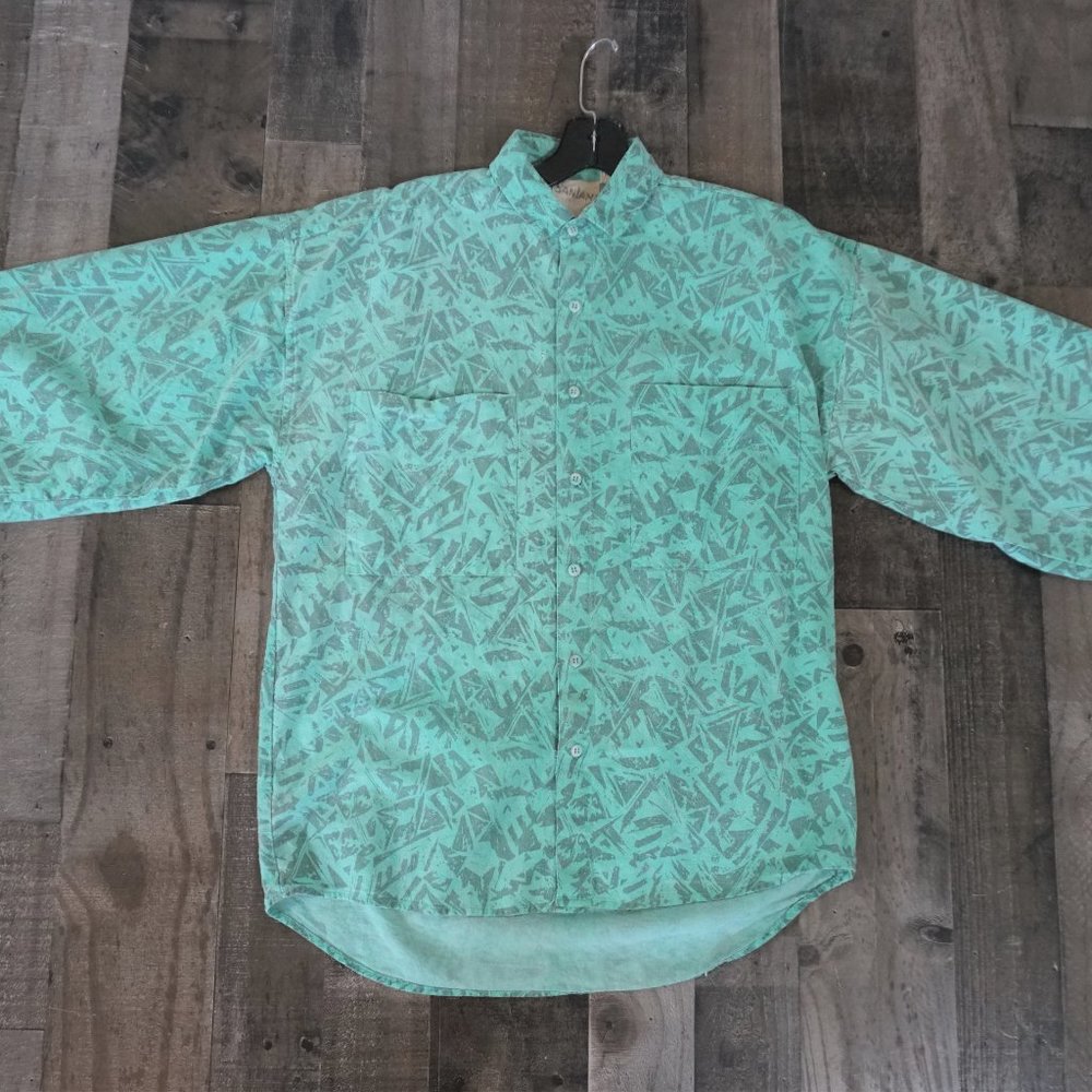Vintage Santana Collection Teal Button Down Shirt